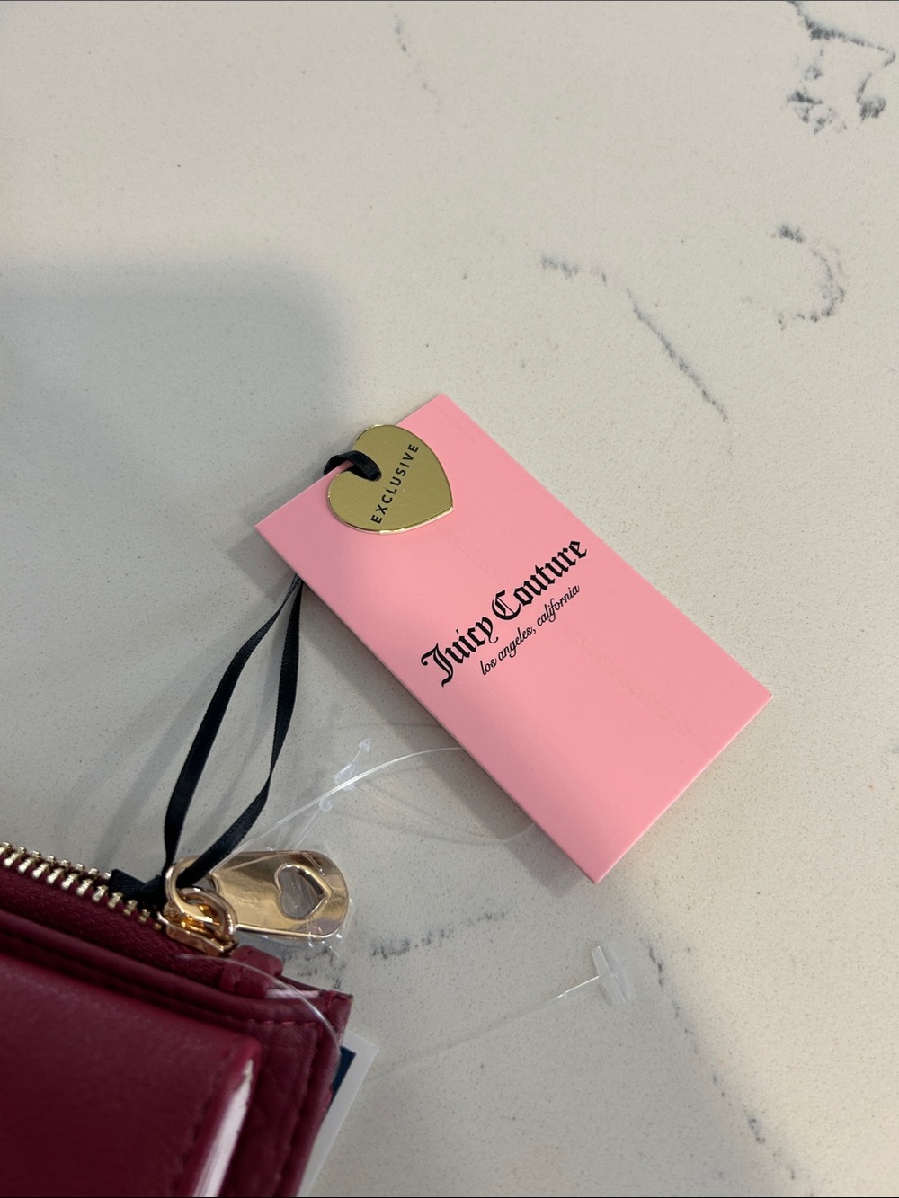 Juicy Couture Burgundy Wallet with Fuzzy Plush Charm with Juicy Tag - Picture 5 of 10